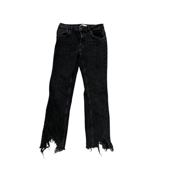 Maje Paris Distressed Black Ecowash Straight Leg Jeans Size 36 (US 4) - Picture 1 of 8